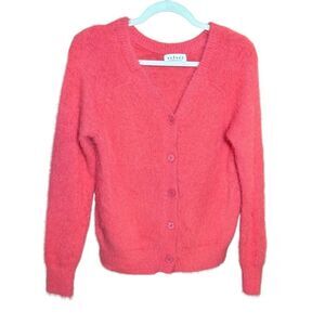 Velvet by Graham & Spencer Kelsey Feather Yarn Cardigan Sz S bright coral